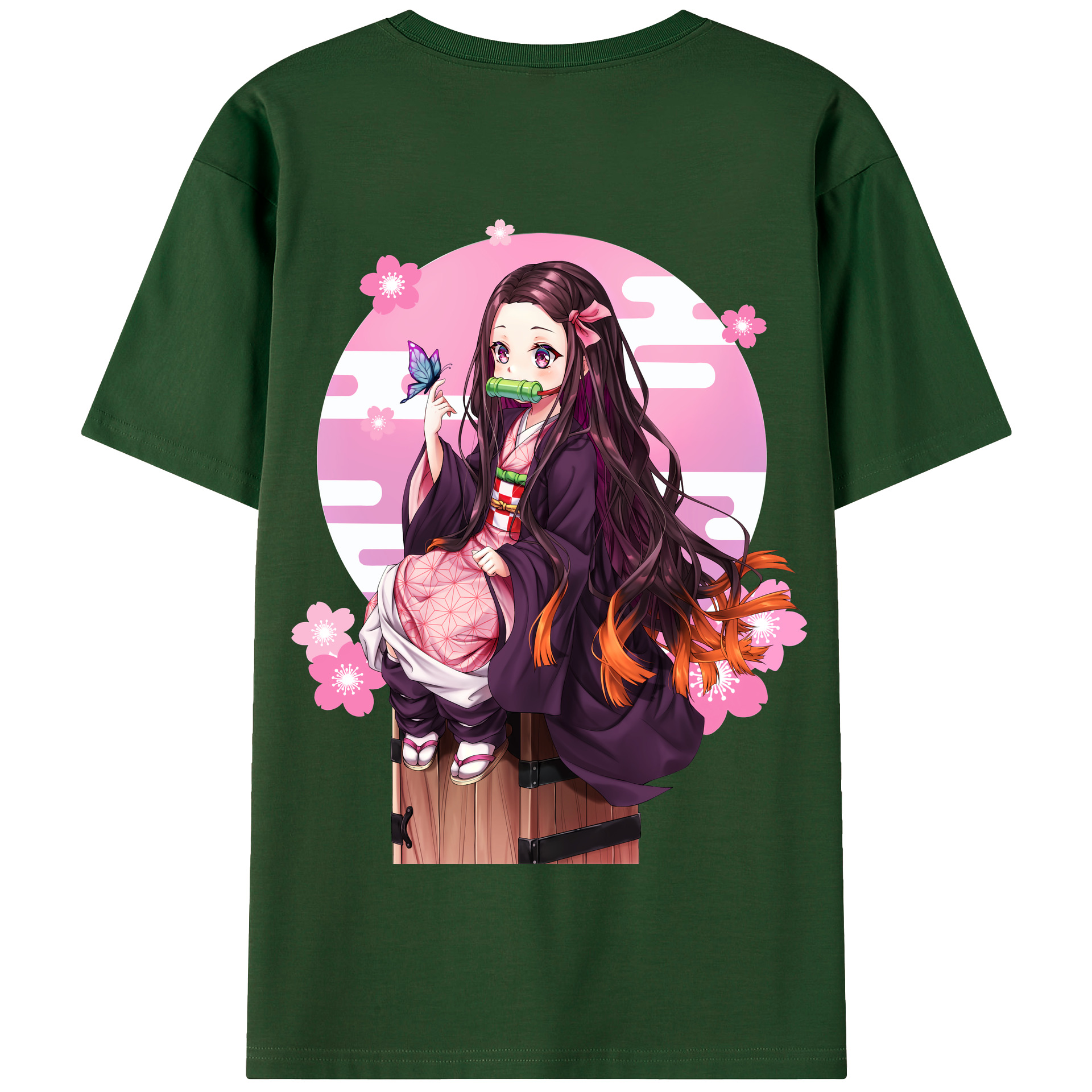 （画像用） 鬼滅の刃（きめつのやいば）竈門 禰󠄀豆子／かまど ねずこ Kamado Nezuko 綿100％半袖Tシャツ（背面プリント）